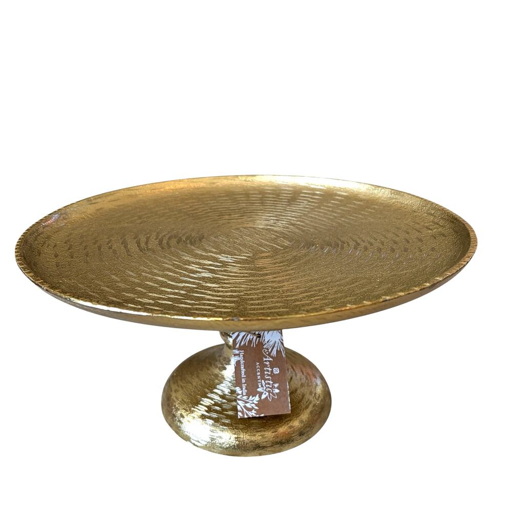 Artistic Accents Gold Metal Cake Stand 12x6 Handcrafted in India New